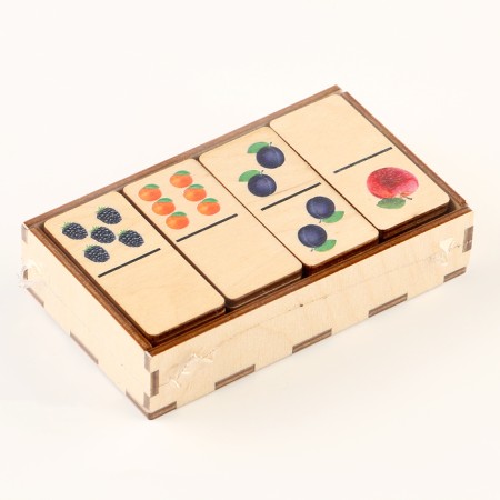 Domino wooden "Fruits and berries" 28 chips 50x25 mm-5