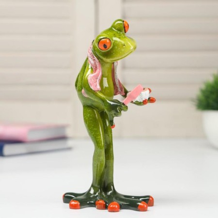 Souvenir Polystone Lak "The Frog cleans the jaw" 16.5x5.8x8.5 cm-1