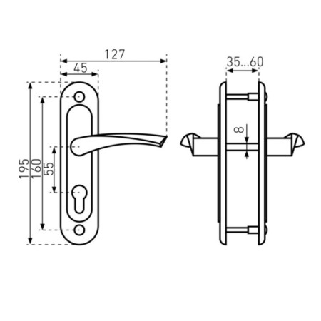 Handles on the bar "Ptimash" 0623, m/o 55 to ZV4-3.07, color chromium-2