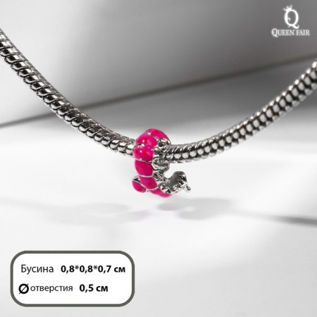 Talisman "Worm", pink color in silver