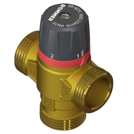 Thermostatic valve Rommer RVM-0232-256025, mixing, 1 ", HP, 35-60 ° C, KV 2.5
