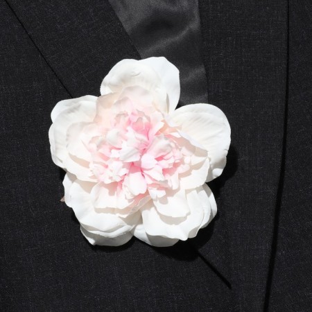 Brooch-stroke textile "flower" peony, white-pink color-1