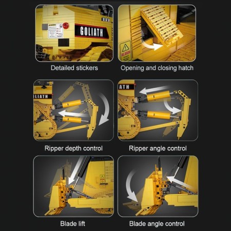 Radio -controlled designer "Construction bulldozer", 2826 parts, scale 1:17-17