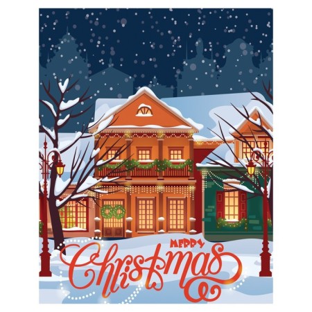 Pillow Golk "New Year's city landscape, decorative, size 16x45 cm-1