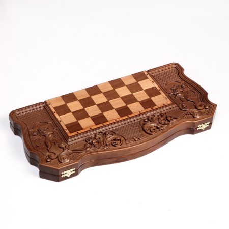 Board games 3 in 1 "Rezans": backgammon, chess, checkers, from an array of beech, patina, 56 x 58 cm-4