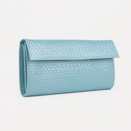 Women's wallet on the Textura button, blue color