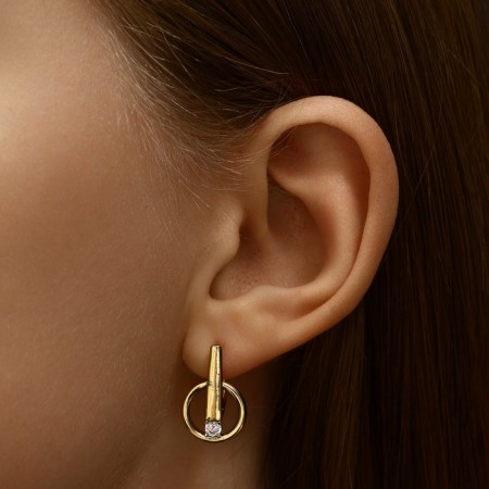 Earrings with rhinestones Xuping comet, white color in gold-2