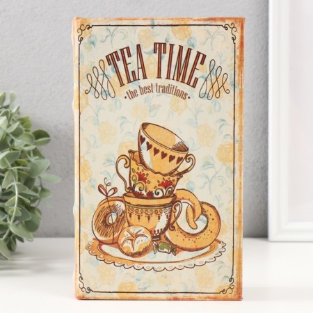 Safe-book wood to the leatherette "Time for tea" 21x13x5 cm-1