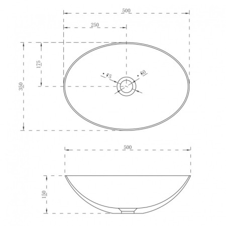 ABBER STEIN AS2609 sink, invoice, 500x350x150 mm, artificial stone, white-2