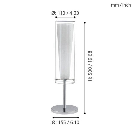 Pinto 1x40W table lamp E27, chrome 11x11x50 cm-2