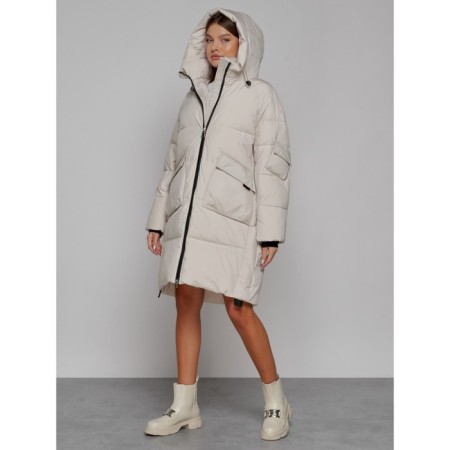 Coat insulated winter female, size 50, beige color-5