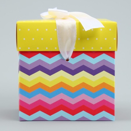 Gift folding box, packaging, “bright stripes”, 10 x 10 x 10 cm-5