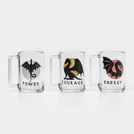 Dragon mug, glass, 320 ml, MIX drawing-3