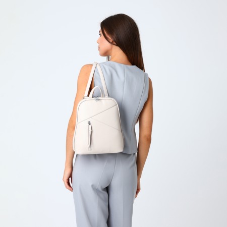 City backpack of artificial leather with lightning, beige color-7