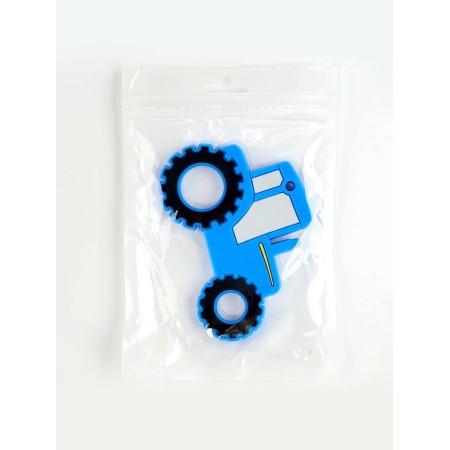 Silicone teether for teeth "Tractor", blue color-4