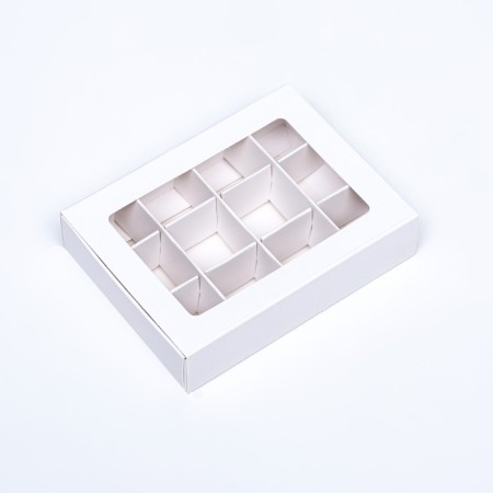 Box for sweets 12 pieces, 11.5 x 8.7 x 2.5 thin separators, white-1