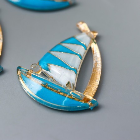 Decor for creativity plastic "Sailor Blue" with gold 2.9x2.3 cm-1