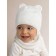 A cap on ties with ears children's Amarobaby Pure Love Bear, with a lining, size 44-46 cm, dairy color