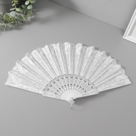 Fan h = 21 cm "flowers", white-3