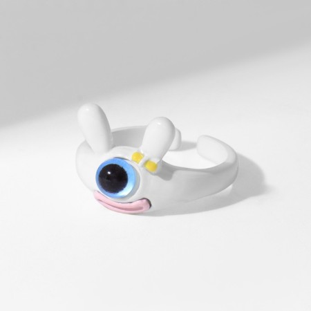 Ring "Montstrik" Hare with a bow, white, dimensionless color-2