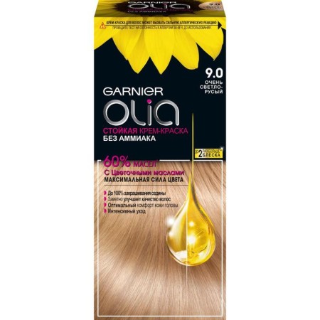 Hair Cream Garnier Olia, tone 9.0 is very light blond