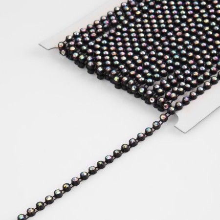 Rhinestones on threads, with holography, 4 mm, 9 ± 1 m, black color-1