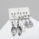 Earrings set of 6 pairs "hippies" Dreams Clover, colored in black silver