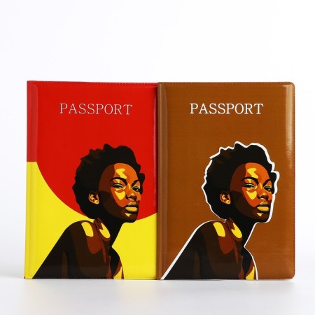 Gift set: 2 covers for passport, brown/yellow color-1
