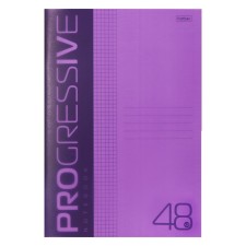 A4 notebook, 48 sheets, in a cage, progressive, plastic cover, block 65 g/m2, purple