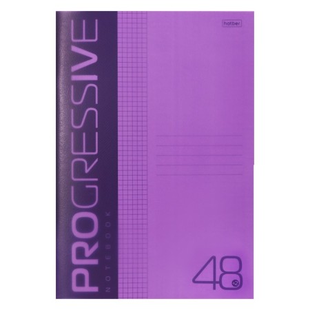 A4 notebook, 48 sheets, in a cage, progressive, plastic cover, block 65 g/m2, purple