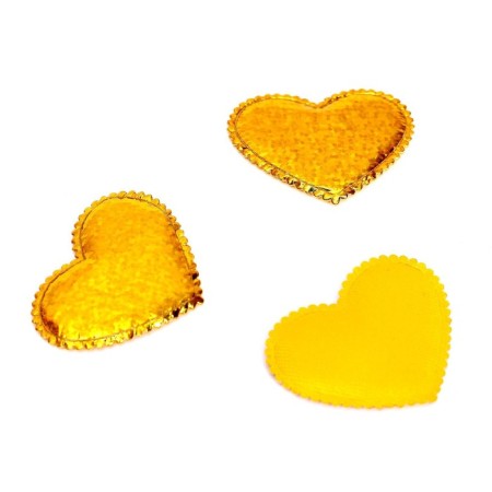 Decorative hearts, set of 10 pcs., Size 1 pcs: 4.5 × 3.1 cm, Golden color overflow