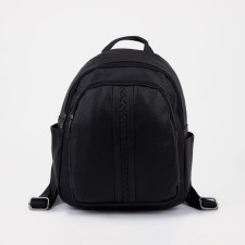 Women's backpack made of artificial leather with lightning, black color