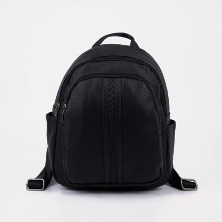 Women's backpack made of artificial leather with lightning, black color