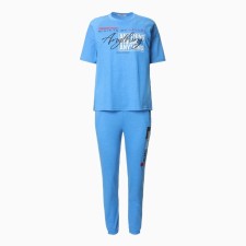 Female set (T -shirt/pants), blue color, size 52