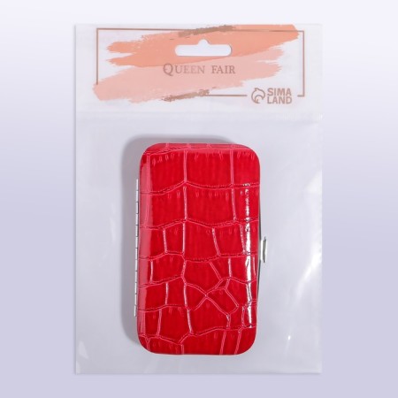 Set of manicure "crocodile", 6 items, in a case, red color-7