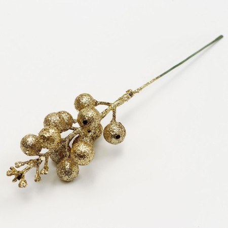 Decorative berries on a stick, gold, 4.5 × 4.5 × 20 cm-2