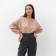 Women's silk blouse with strokes mist, size 46, beige