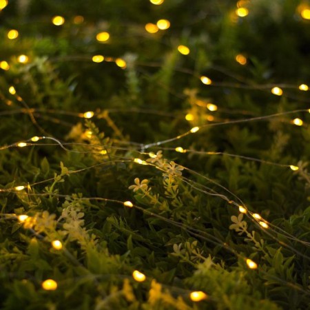 Garland “thread” 10 m dew, ip44, silver thread, 100 led, yellow glow, 2 modes, solar battery-1
