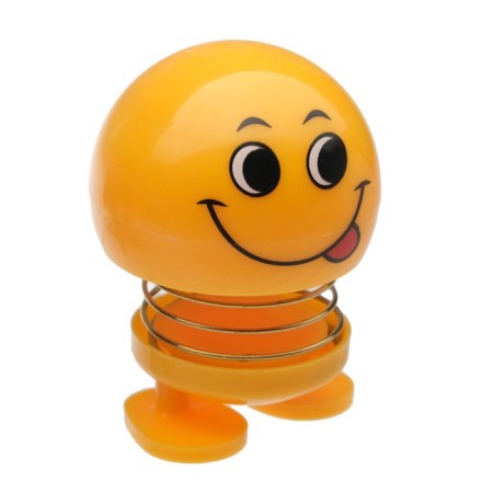 Smile on the spring, on the panel in the car, tongue, yellow-1