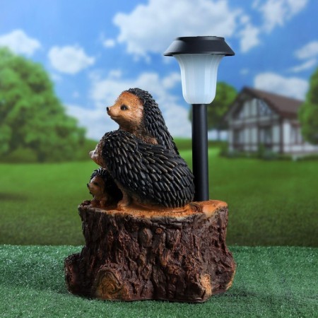 Garden Light "Three Hedgehogs on a Stroke with a Lantern" 34x26cm-8