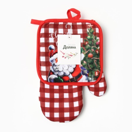 New Year. Kitchen set 2 predsmodolyan Christmas grade 17*17cm, mittens-output 26*16 cm, 100%p/e-4