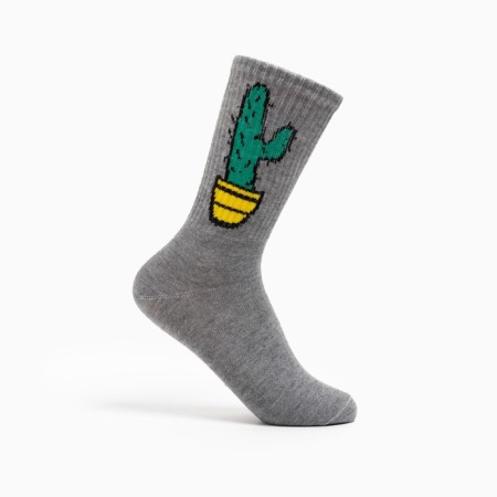 Women's socks "Cactus" color gray, size 23-25