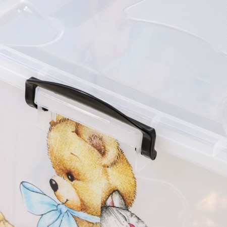 The storage container on the wheels "Bear and kitten", 50 l, 60 × 38 × 31 cm, the color is transparent-3