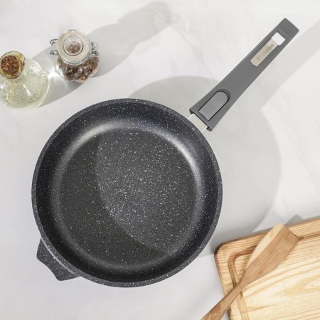 Granite pan, d = 24 cm, removable handle, anti -stick coating, gray color-1