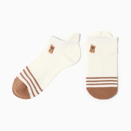 Women's socks "bears", milk color, size 36-40