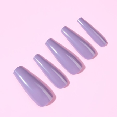 Patching nails, 24 pcs, ballerina shape, lilac color-1