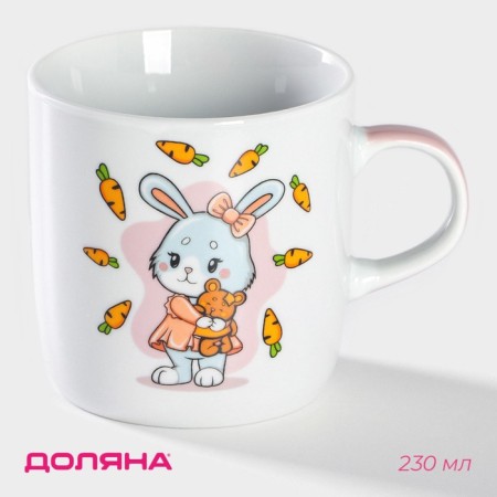 Mug ceramic share "bunny" bunny, 230 ml, white color