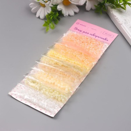 Round beads "delicate colors of white-yellow-pink" 8 colors x 10 grams-4