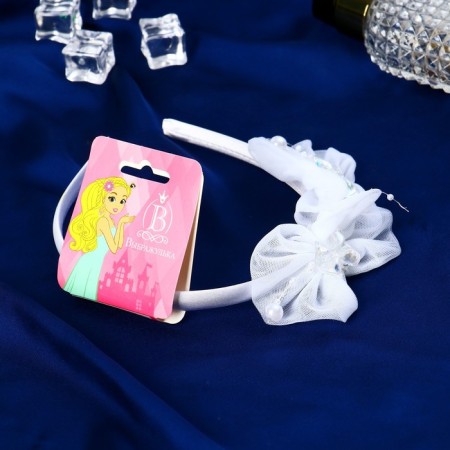 Hair cap "Nicole" beads of chamomile, 1 cm, white-1