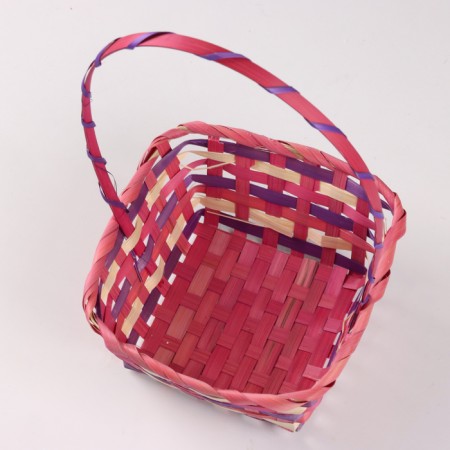 Wicker basket, 20 x 20 x 10/33 cm, purple, bamboo-9